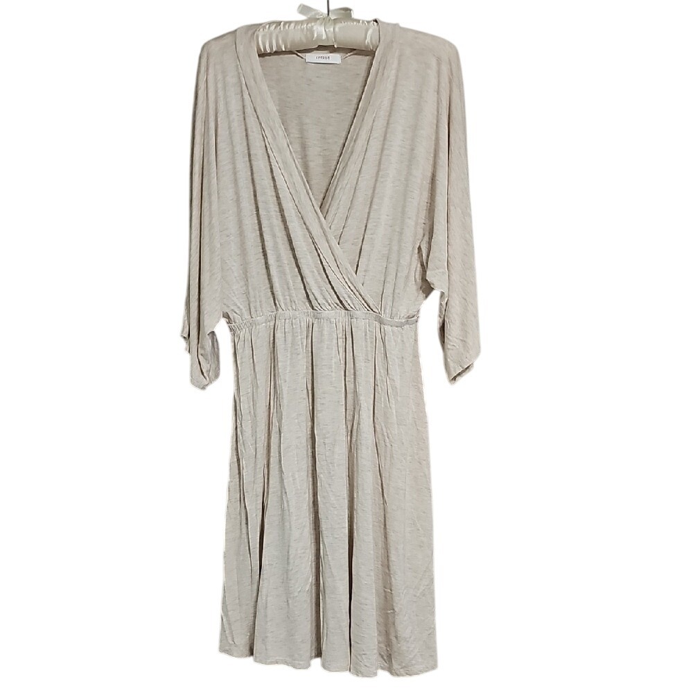 Wrap Dress Cherish Cream Elastic Waist‎ Size M EUC
